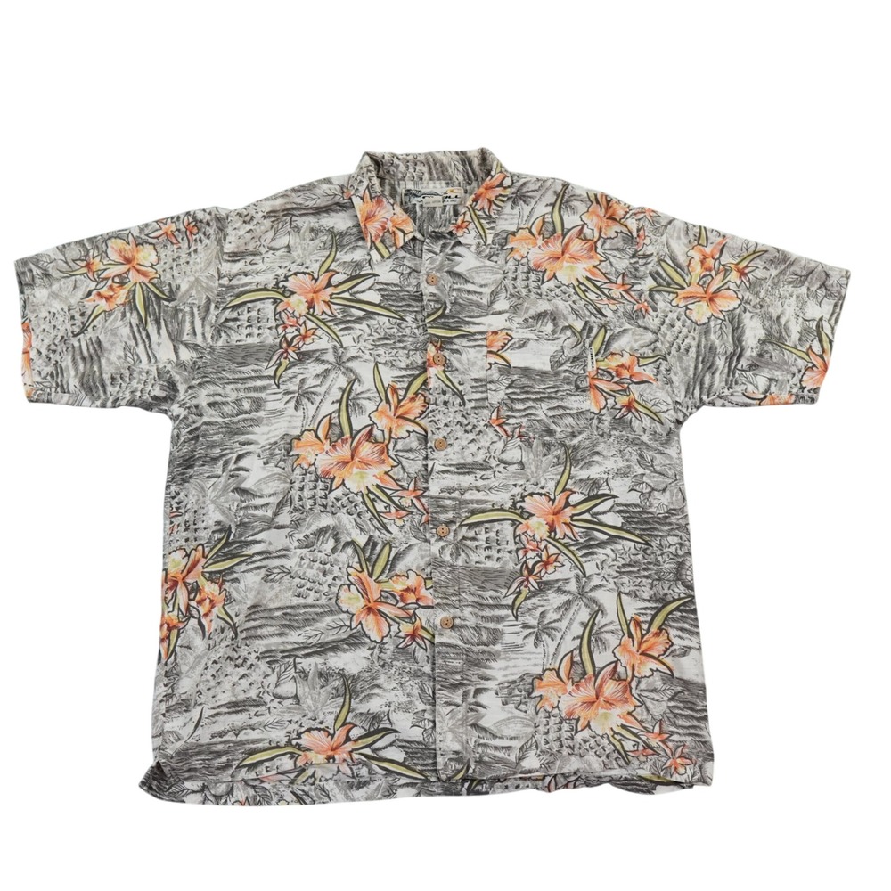 VTG O'Neill Button Down Shirt Mens XL Tropical Hibiscus Floral Surf Skate Y2K
